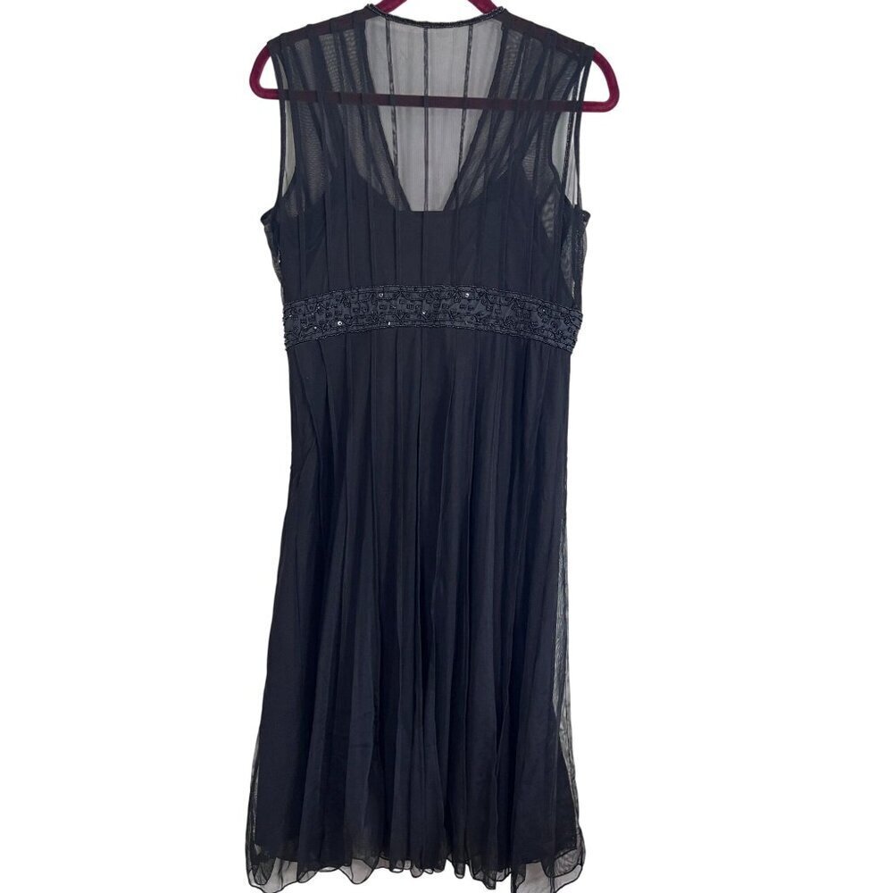 Mixit Dress 10 Black Mid Beaded Mesh Whimisgoth Preppy Y2K Neutral Minimalist